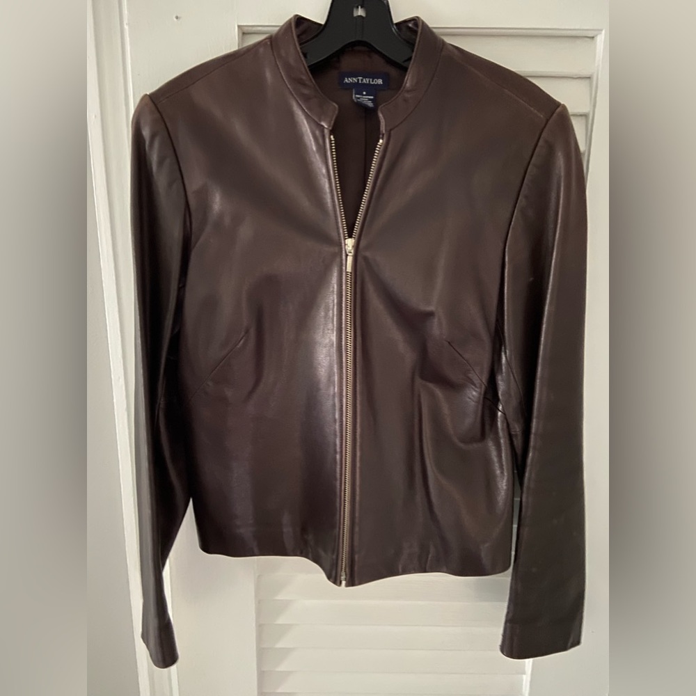 Genuine leather bomber jacket
